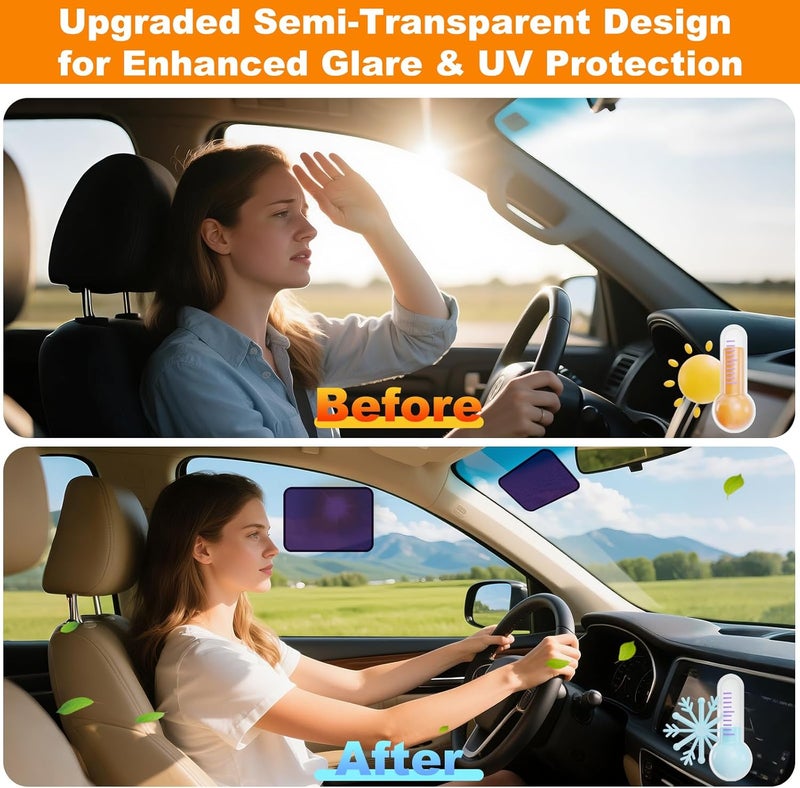 KOCZIL Square Static Cling Car Window Shades for Windshield & Side Windows – Universal Fit (9.84" x 7.09") Driver Side Window Sunshade, Glare-Reducing Window Cover with Durable Mesh & Dark PVC Film - Image 3